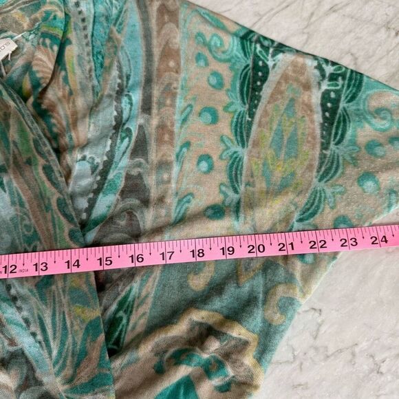 Chico’s paisley floral ramie blend open front cardigan fit like size L - Picture 6 of 8